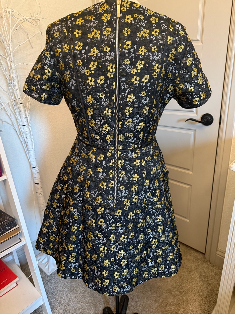 Ted Baker Black Mini Dress with Yellow and White Floral Print - Picture 3 of 8